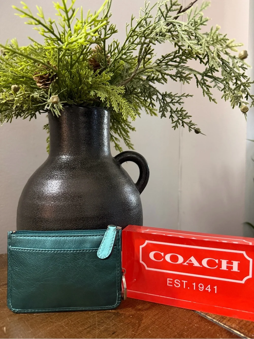 Coach Teal Key Ring Case